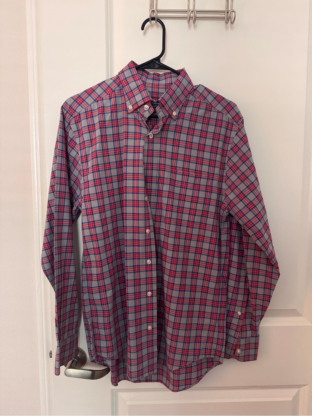 Vineyard Vines Blue and Pink Plaid Button-Down Shirt
